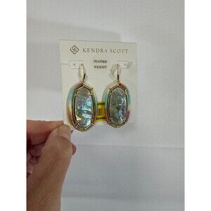 Kendra Scott Threaded Elle Drop Earrings featuring iridescent abalone stones sur